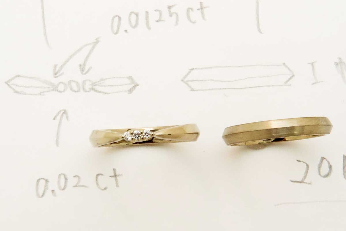 V字形状の結婚指輪